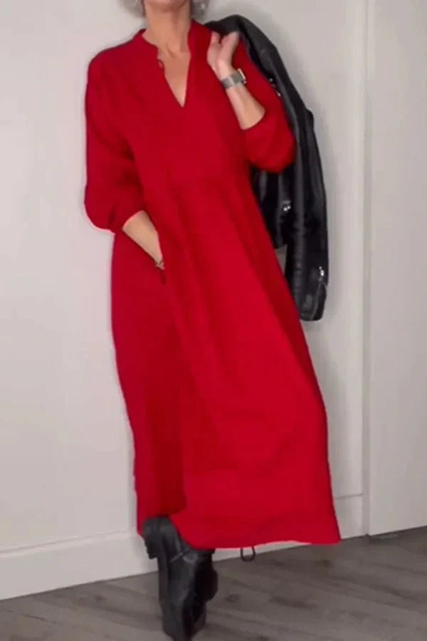 Penelope | Leinen-Kleid mit V-Ausschnitt
