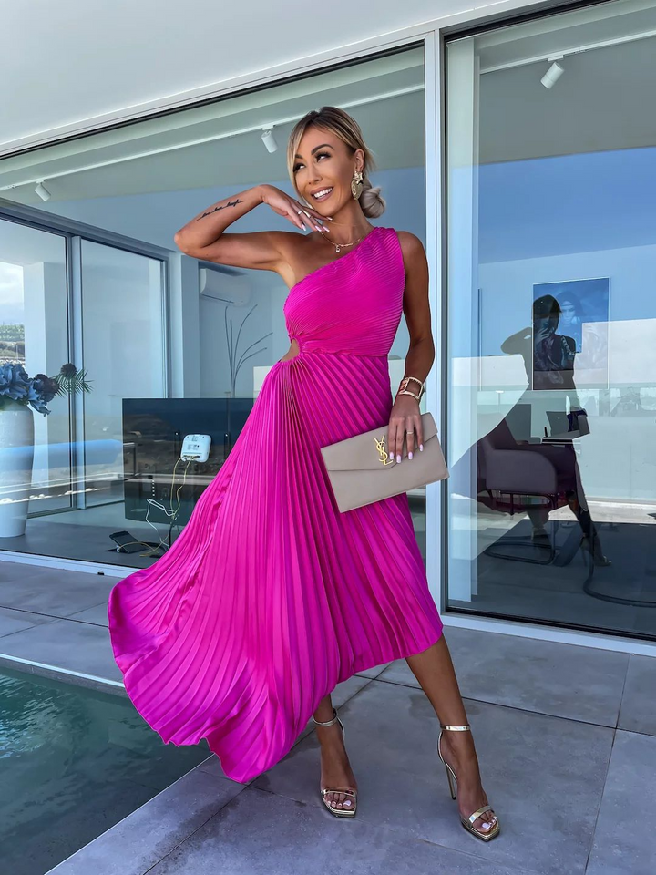 Amara™ | Elegantes One-Shoulder-Plissee-Midikleid