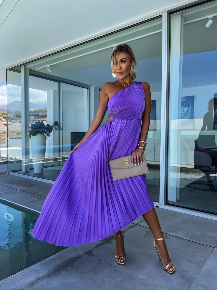 Amara™ | Elegantes One-Shoulder-Plissee-Midikleid
