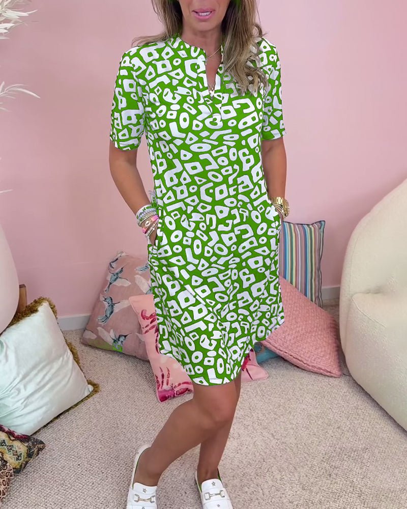 Sophie | V-Ausschnitt-Druckkleid mit Taschen