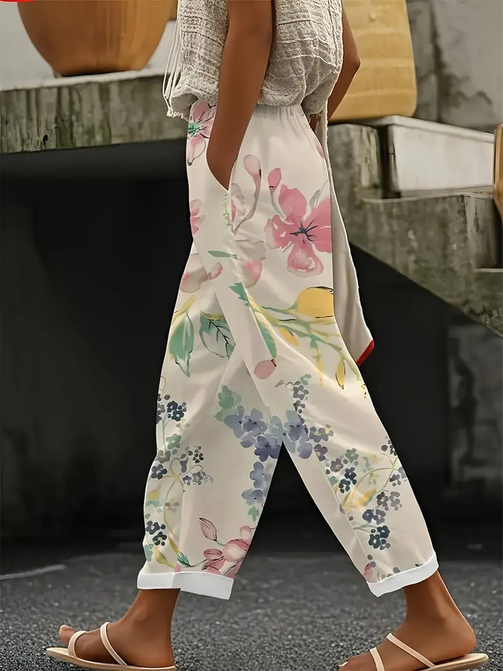 Pastell Blumendruck Gerade Hose