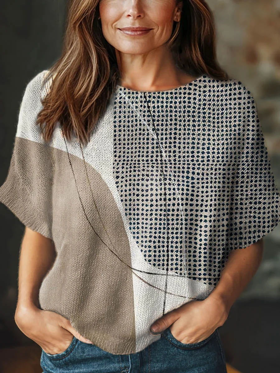 Steingrau Horizon Geometrischer Stricktop