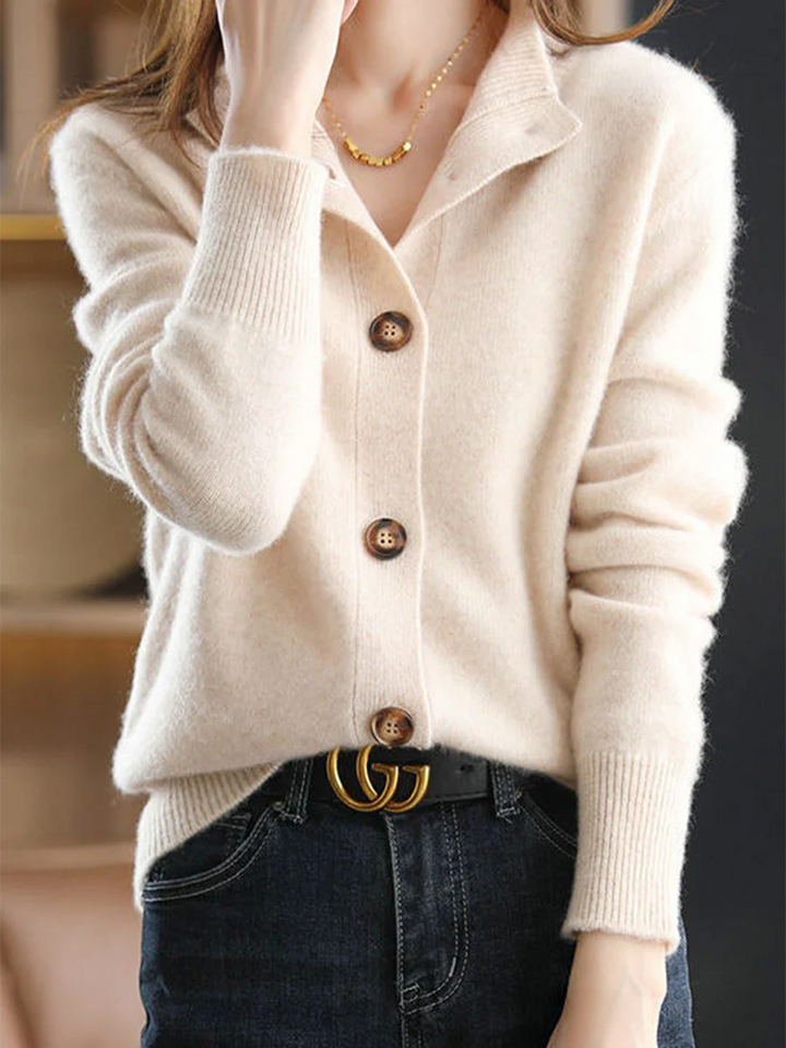 Rollkragen Knöpfe Einfarbiger Pullover