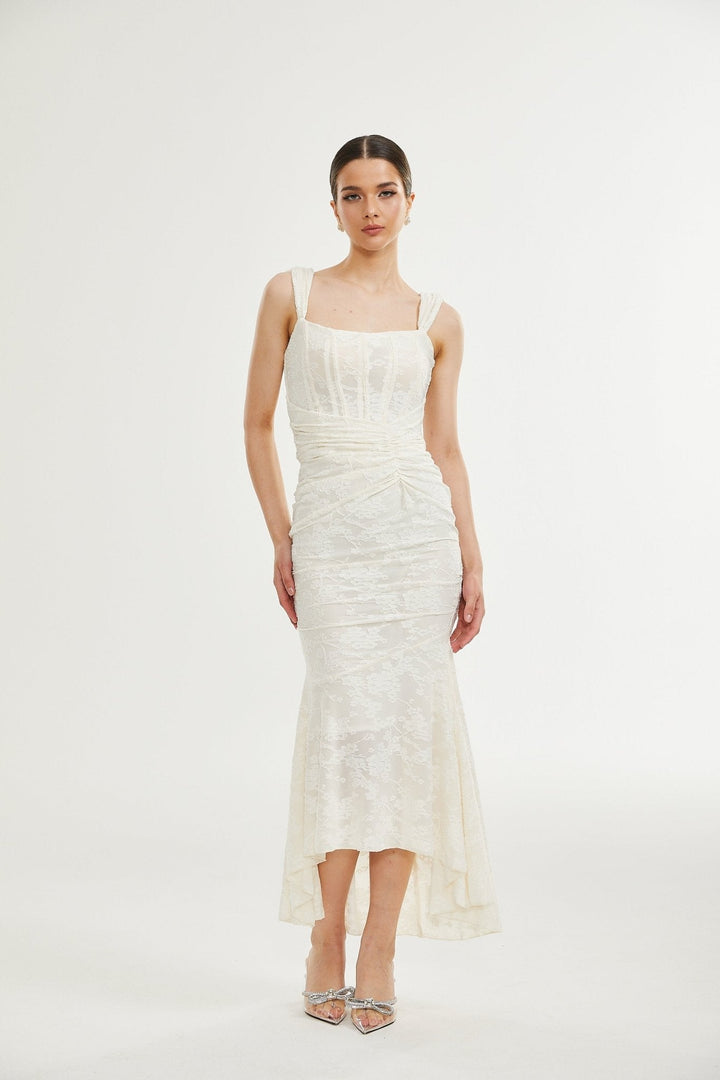 Raya | Elegantes Blumen-Jacquard-Kleid