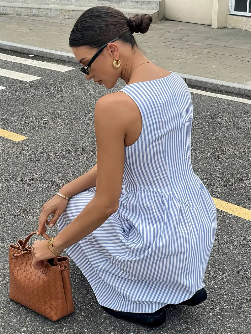 Seaside Muse™ Gestreiftes Midi-Kleid