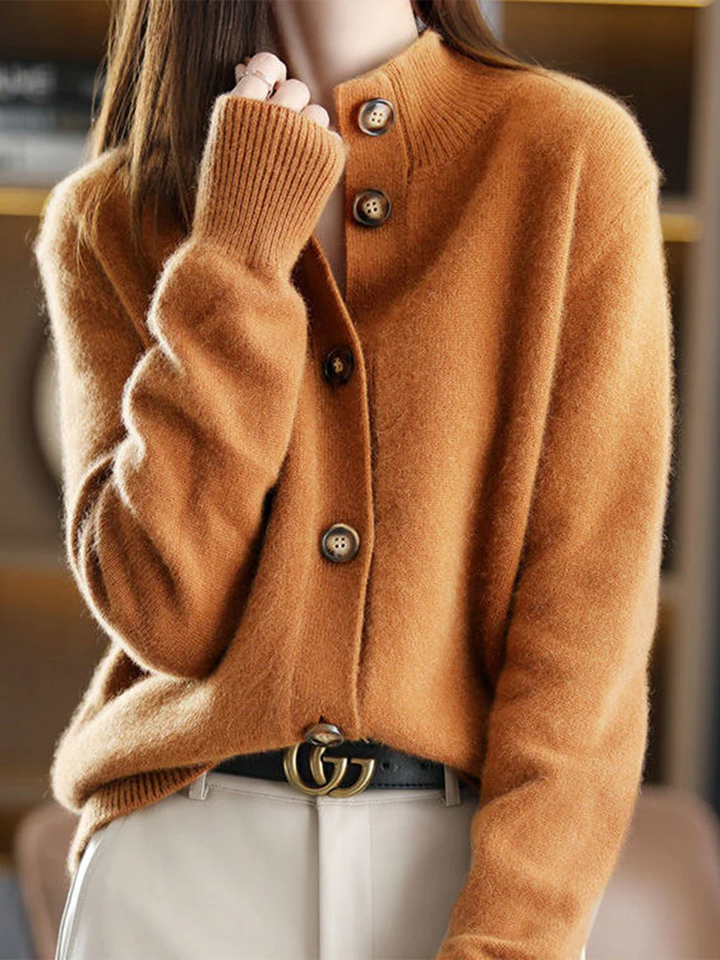 Rollkragen Knöpfe Einfarbiger Pullover