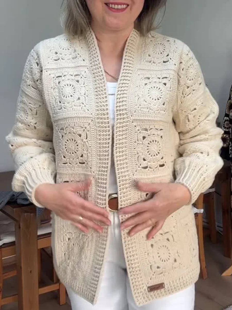 Vintage Häkelmuster Strick Cardigan