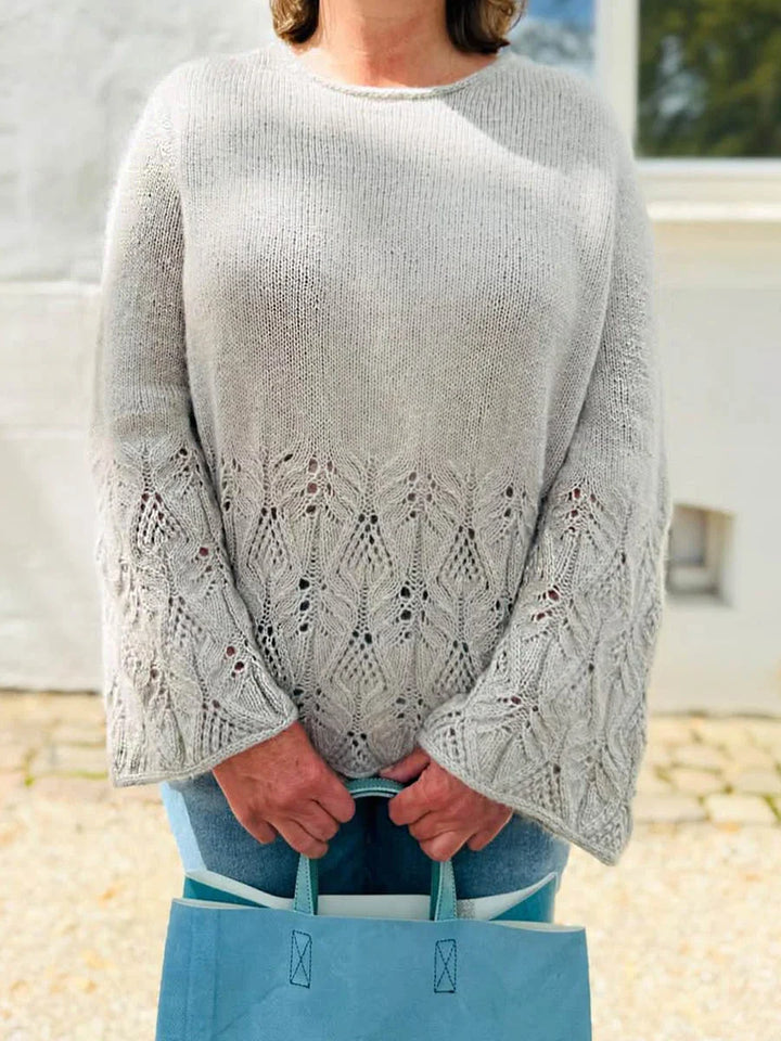 Damen Einfarbiger Rundhals Langarm Casual Oversize Pullover