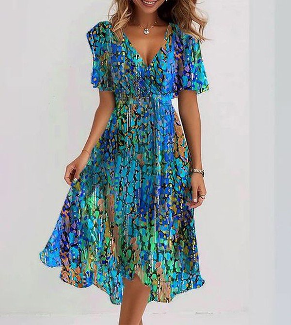 Sapphire | Luftiges Blaues Midi-Kleid