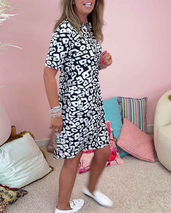 Sophie | V-Ausschnitt-Druckkleid mit Taschen