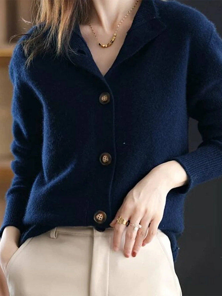 Rollkragen Knöpfe Einfarbiger Pullover