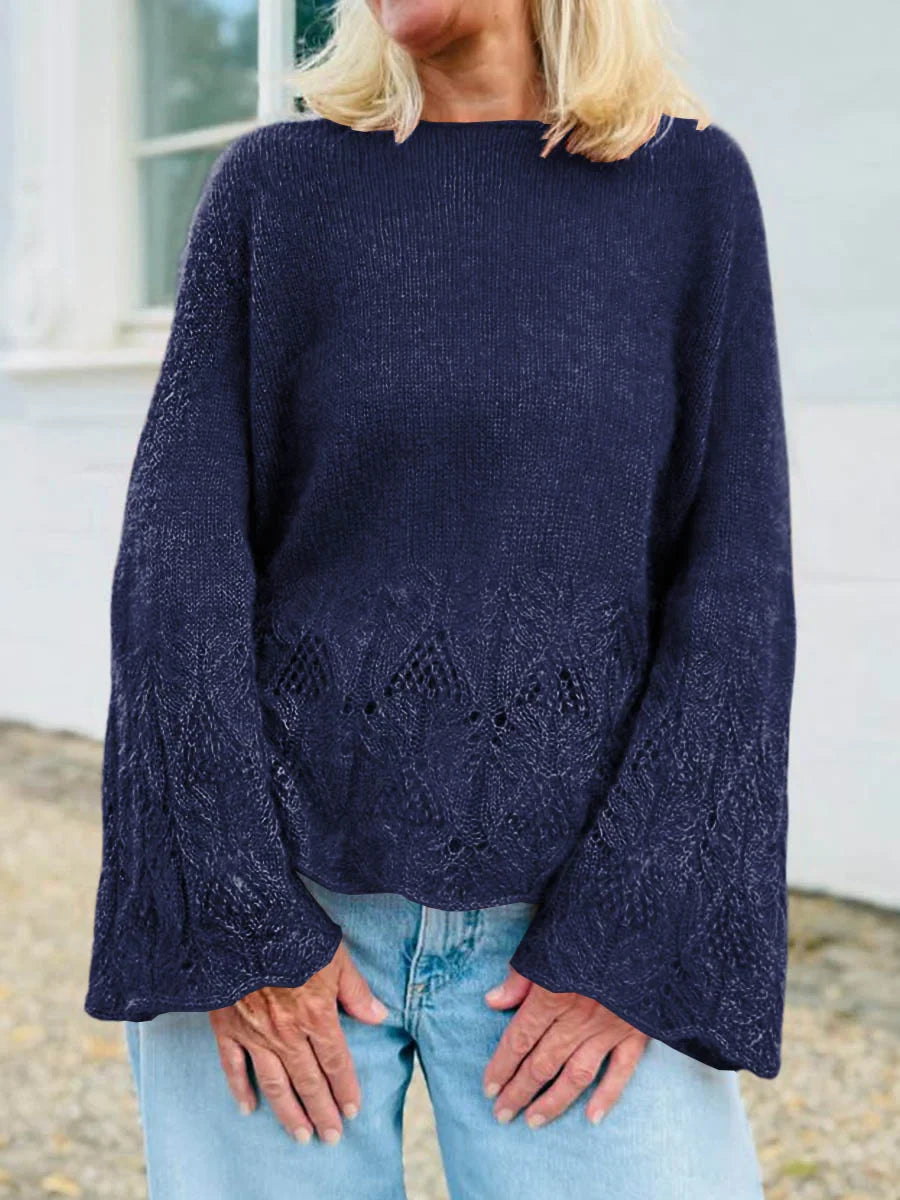 Damen Einfarbiger Rundhals Langarm Casual Oversize Pullover