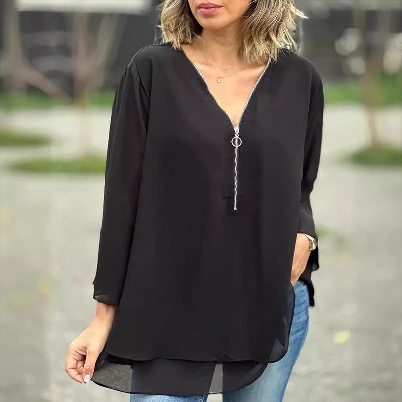 Lorelai | Chiffon-Reißverschlussbluse