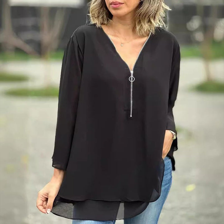 Lorelai | Chiffon-Reißverschlussbluse