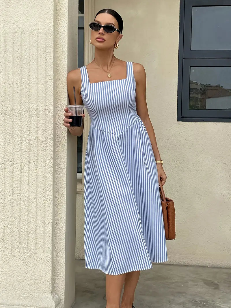 Seaside Muse™ Gestreiftes Midi-Kleid