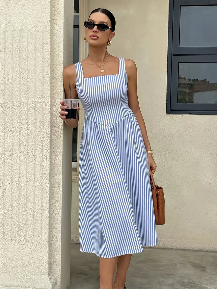 Seaside Muse™ Gestreiftes Midi-Kleid