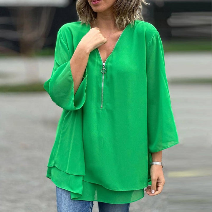 Lorelai | Chiffon-Reißverschlussbluse