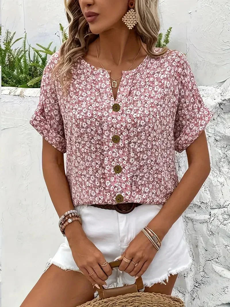 Wolena | Wildblumen-Ausschnittbluse