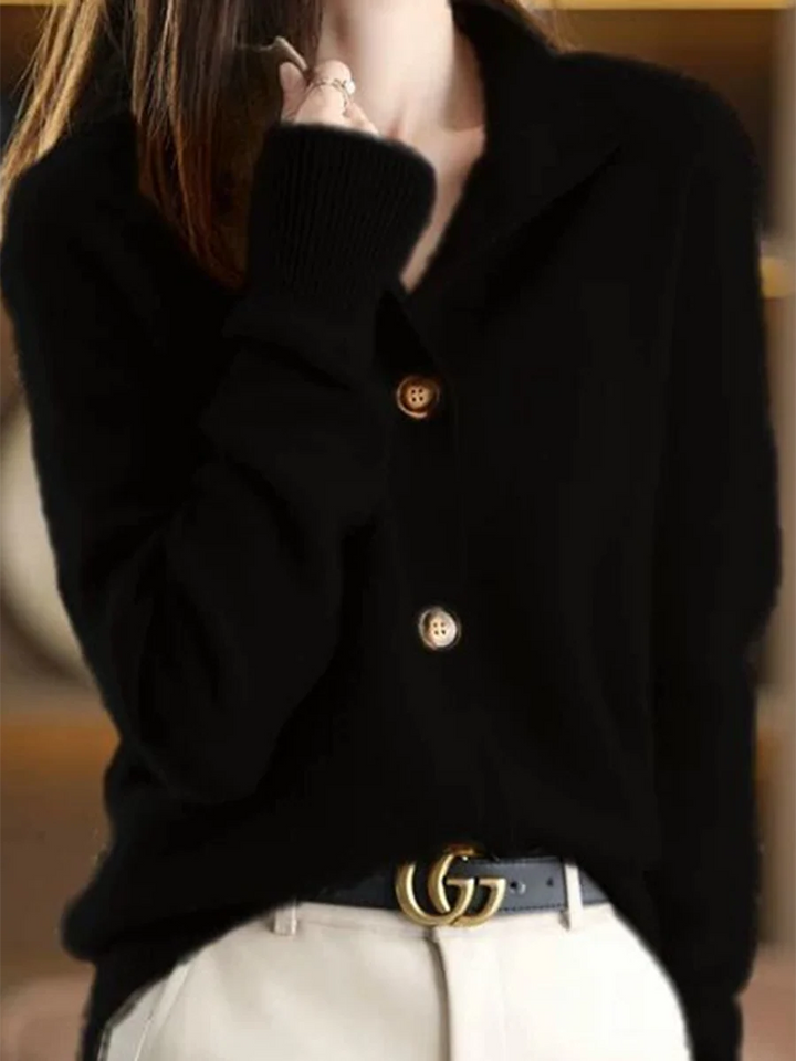 Rollkragen Knöpfe Einfarbiger Pullover