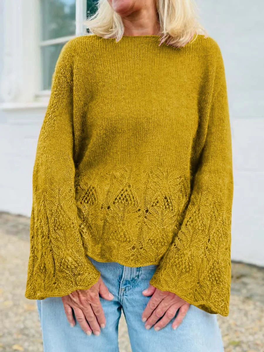 Damen Einfarbiger Rundhals Langarm Casual Oversize Pullover