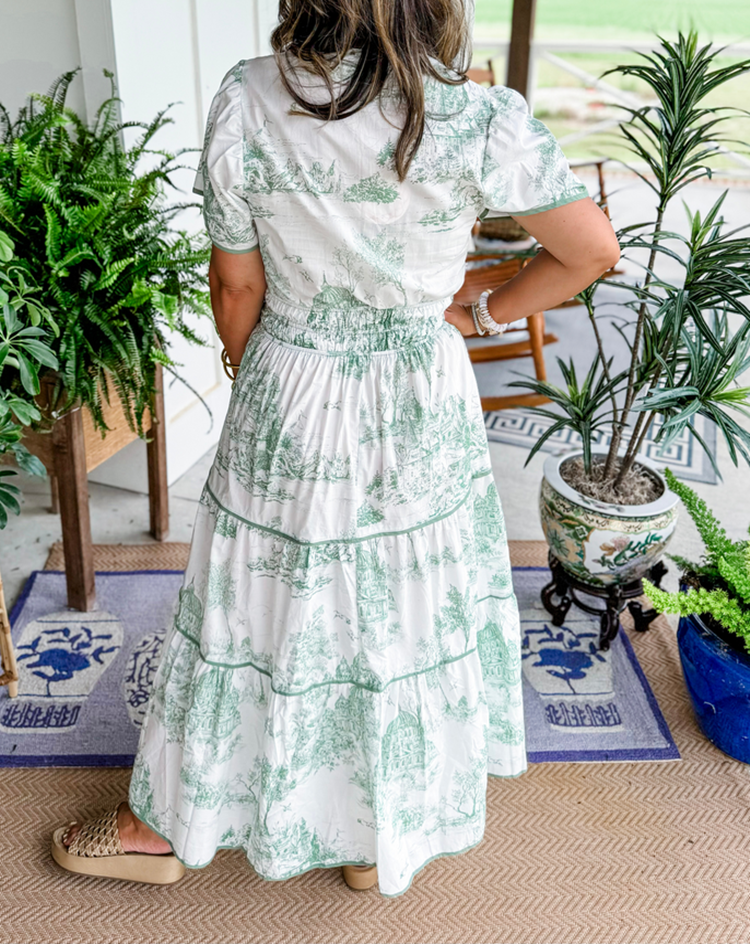 Eliza | Klassisches Toile-Maxikleid