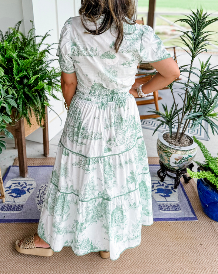 Eliza | Klassisches Toile-Maxikleid