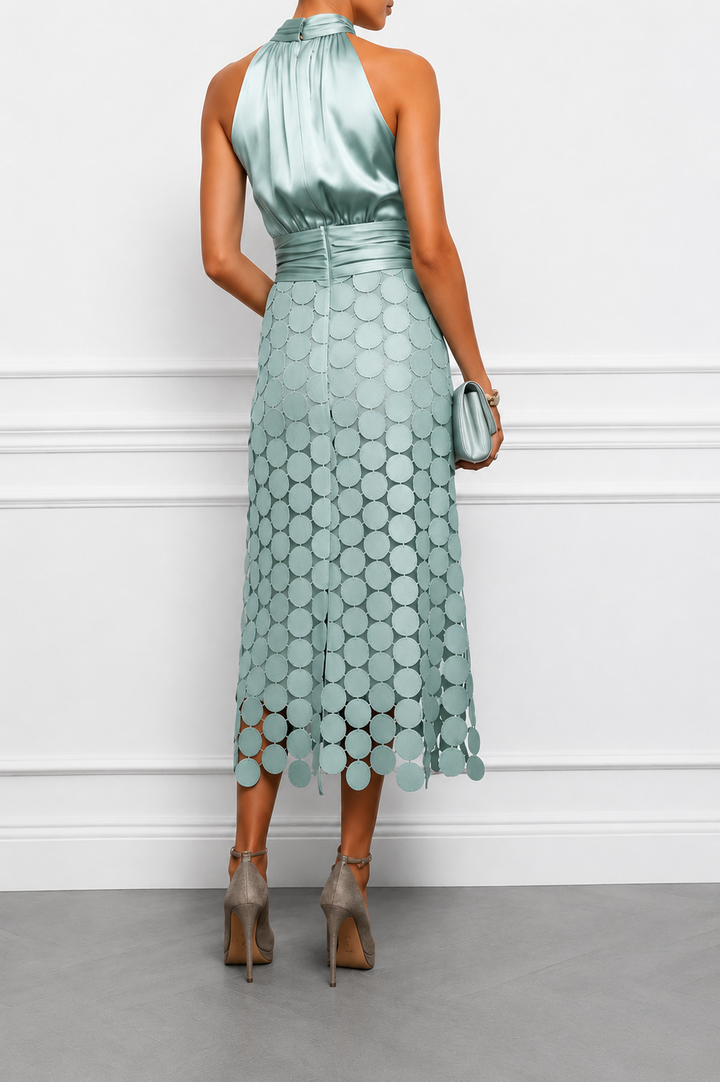 Delphine Vasseur | Pailletten-Halter-Midikleid mit Muschelsaum