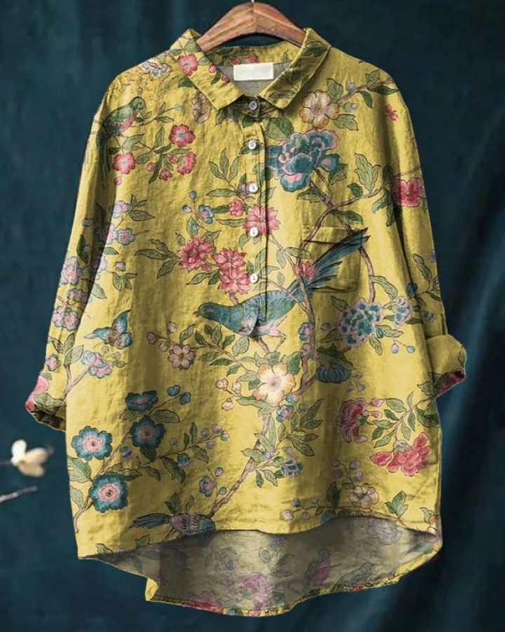Edwina | Blüten-Knopfbluse