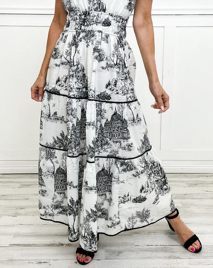 Eliza | Klassisches Toile-Maxikleid