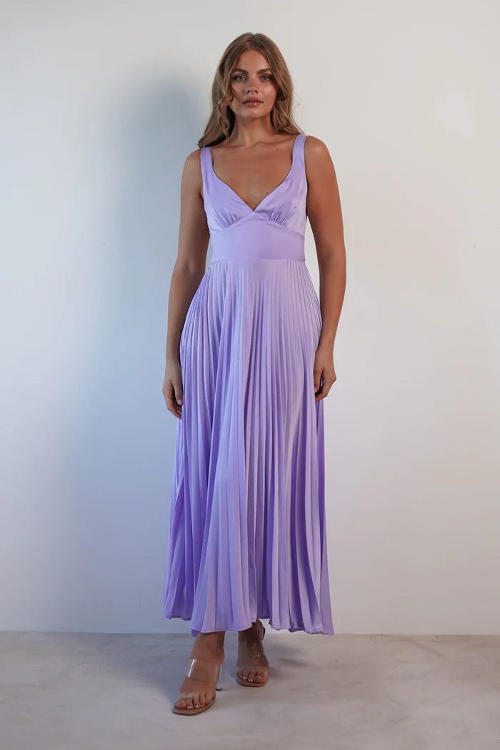 Cleo™ | Elegantes Plissee-Midikleid mit offenem Rücken