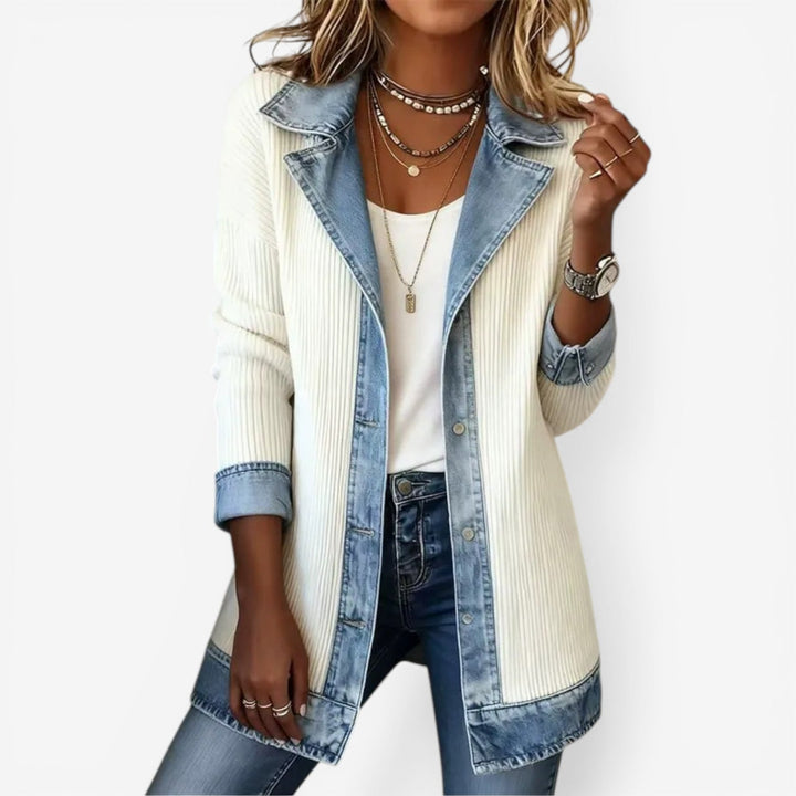 Mara™ Denim-Mix Jacke - Weiß
