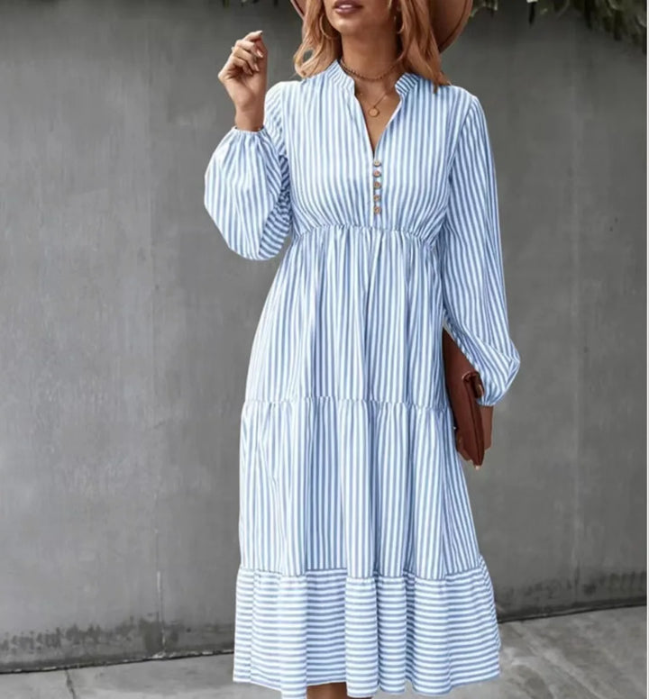 Kaitlyn | Retro-Streifen-Maxikleid