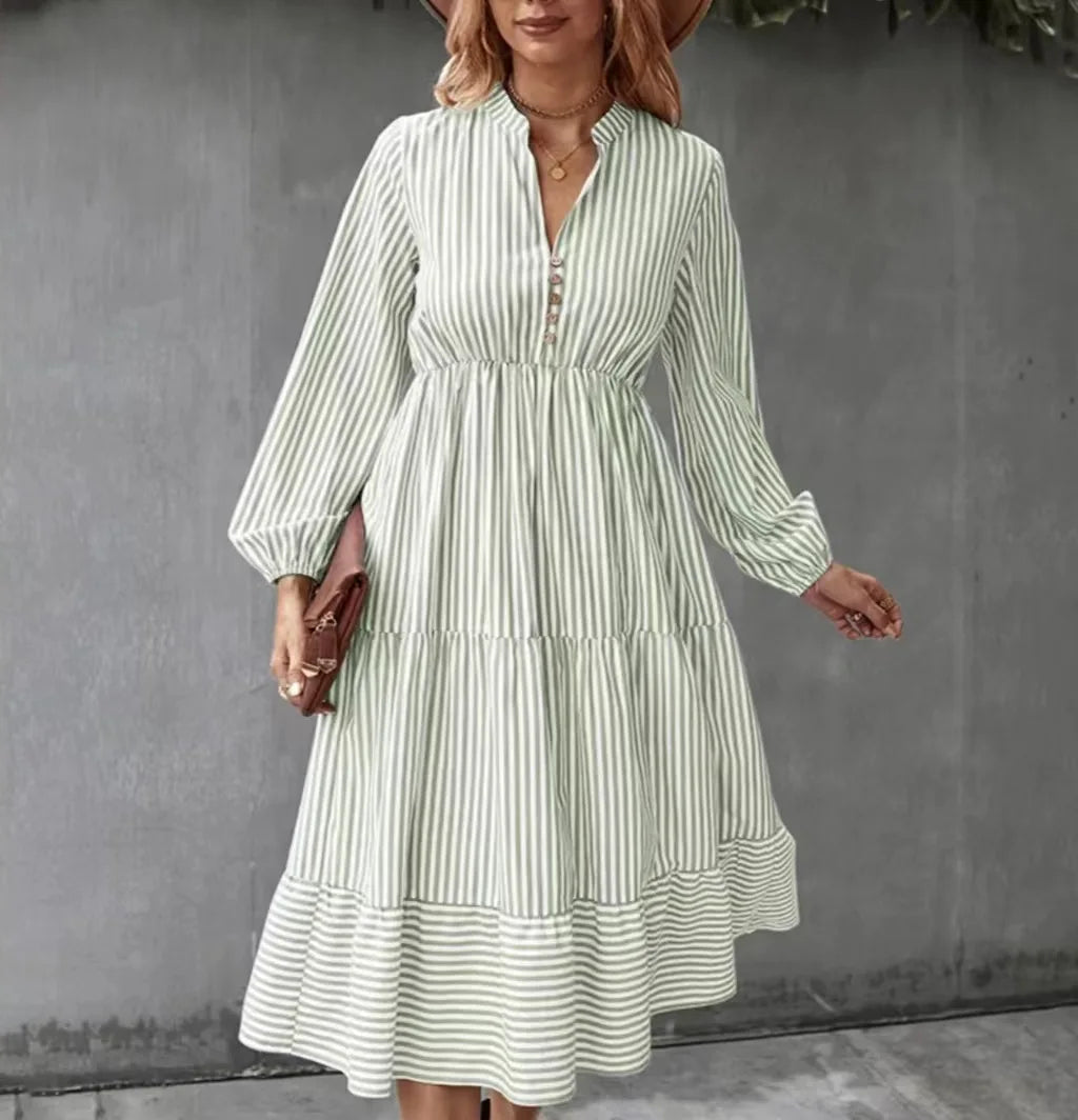 Kaitlyn | Retro-Streifen-Maxikleid