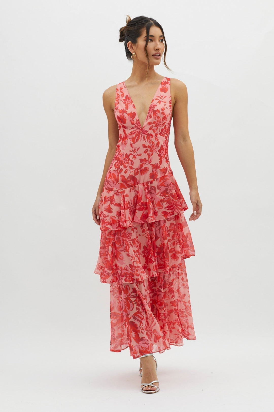 Flora™ | Romantisches Volant-Maxikleid mit Blumenprint