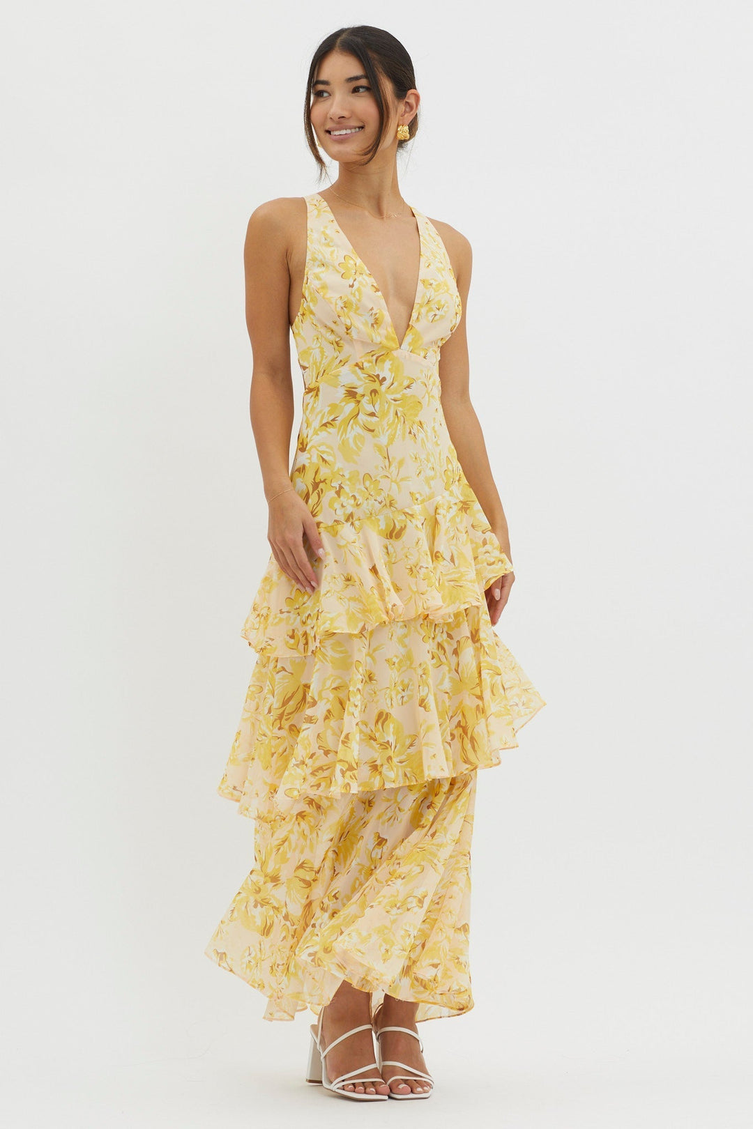 Flora™ | Romantisches Volant-Maxikleid mit Blumenprint
