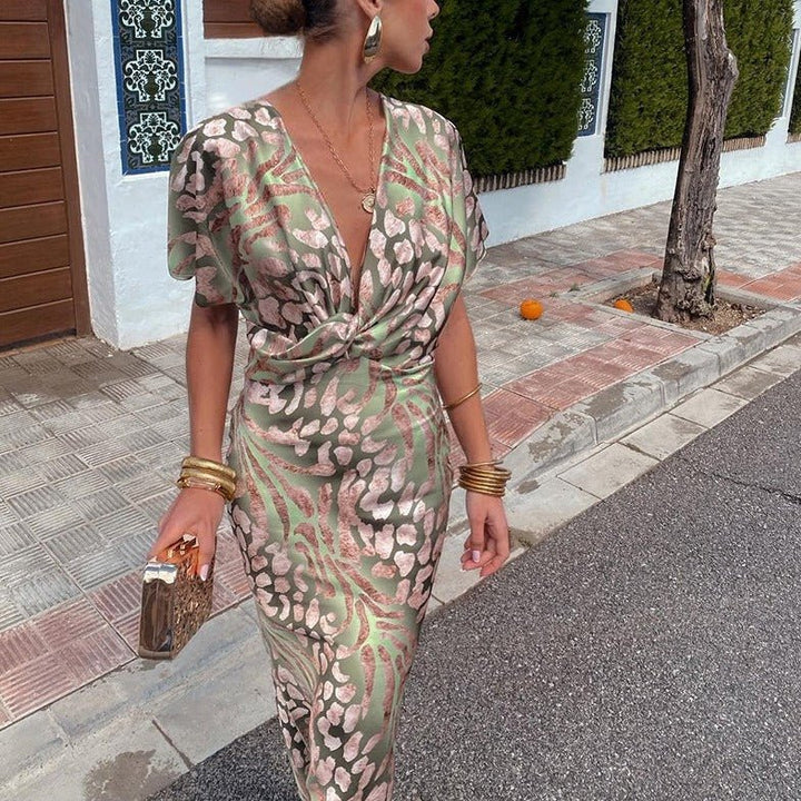 Palmera | Maxi-Kleid mit gedrehtem V-Ausschnitt