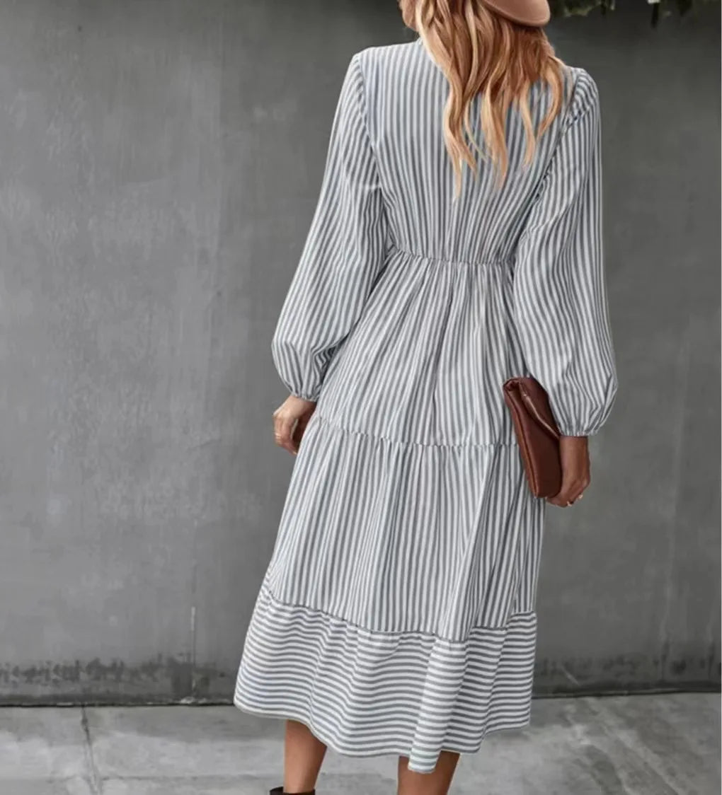 Kaitlyn | Retro-Streifen-Maxikleid