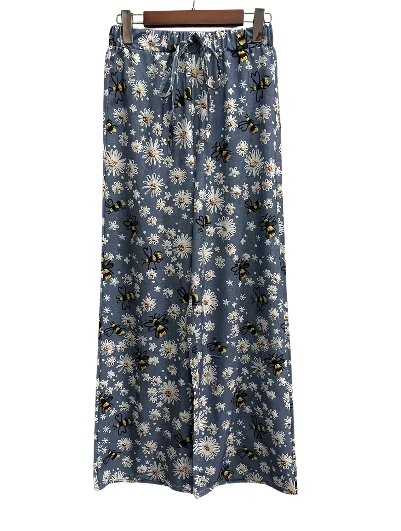 Bienen &amp; Gänseblümchen Gemusterte Gerade Hose