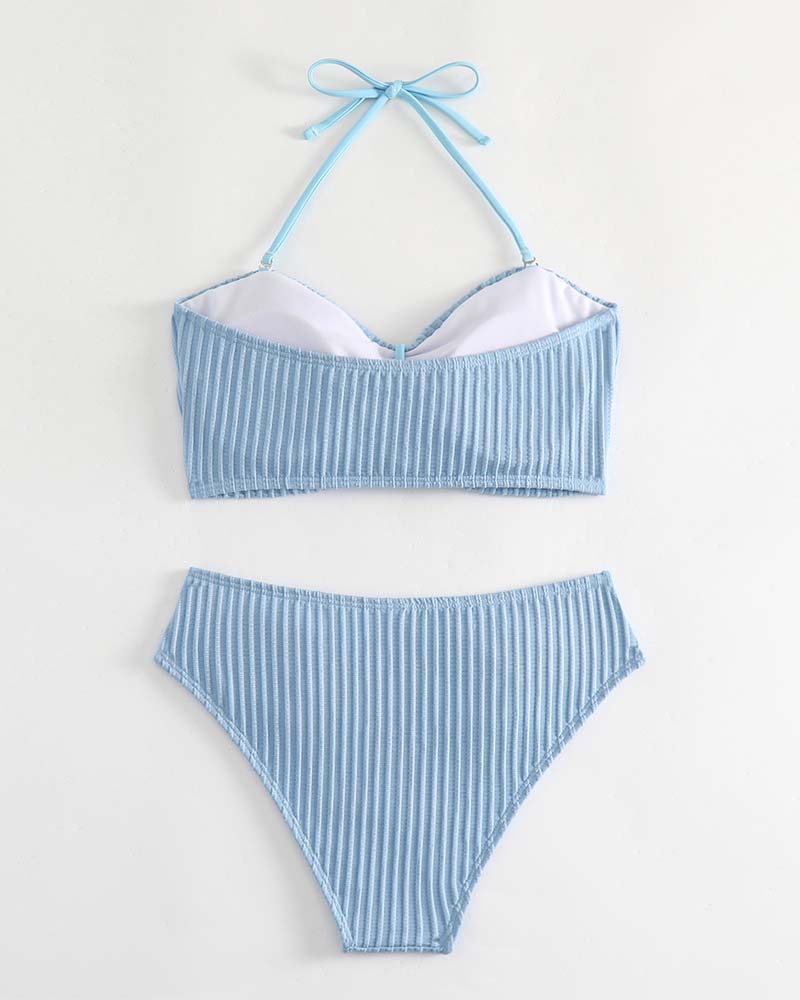 Gerippter Bikini mit Goldketten-Detail