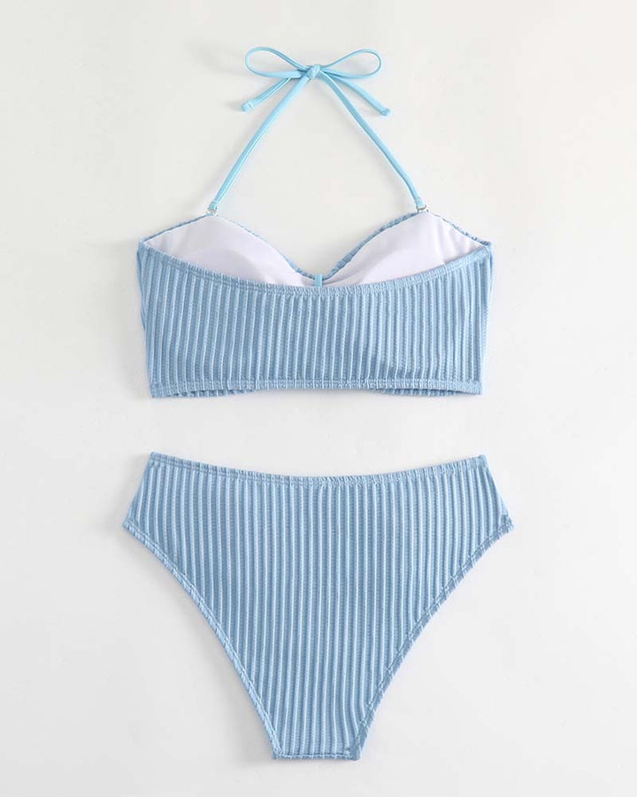 Gerippter Bikini mit Goldketten-Detail