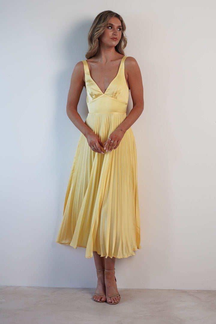 Cleo™ | Elegantes Plissee-Midikleid mit offenem Rücken