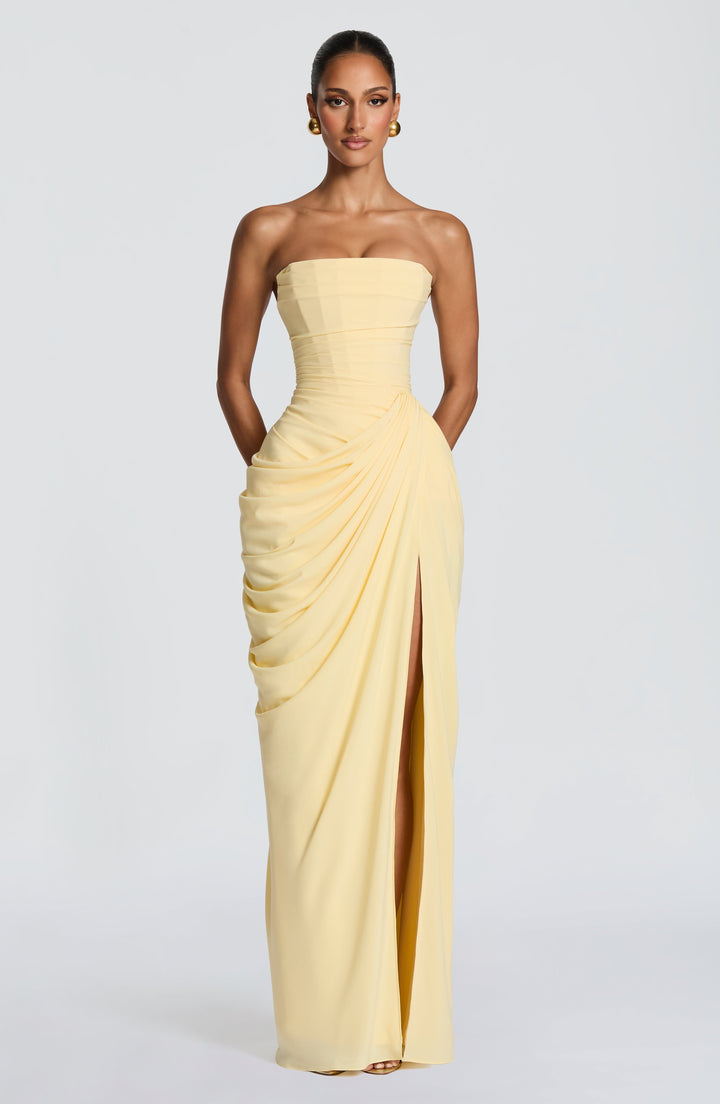 Zara™ | Dramatisches trägerloses Maxikleid mit Drapierung