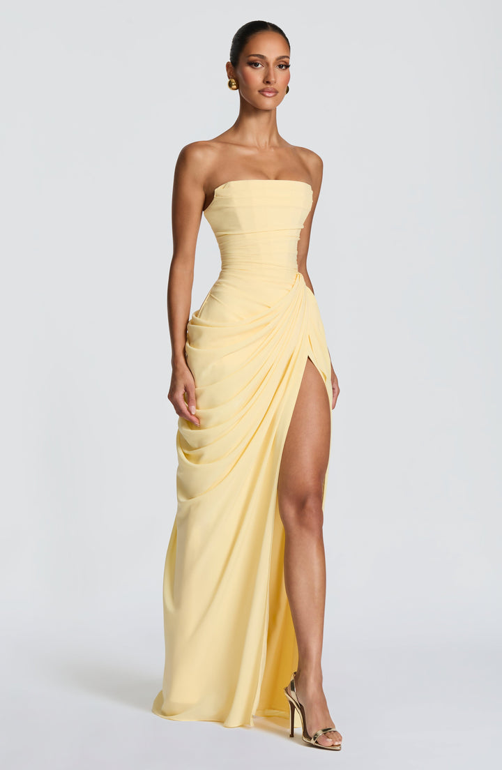 Zara™ | Dramatisches trägerloses Maxikleid mit Drapierung