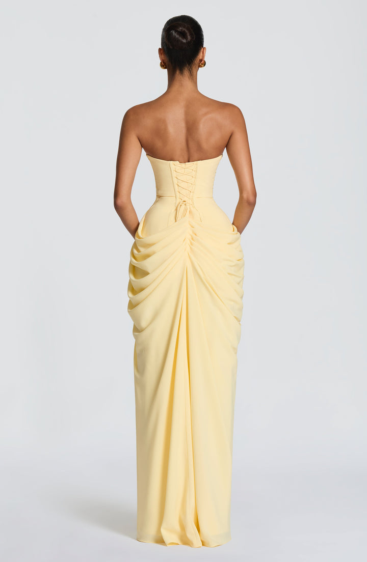 Zara™ | Dramatisches trägerloses Maxikleid mit Drapierung