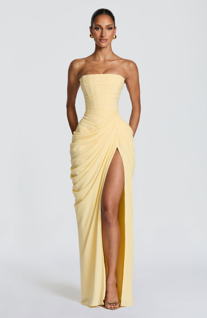 Zara™ | Dramatisches trägerloses Maxikleid mit Drapierung