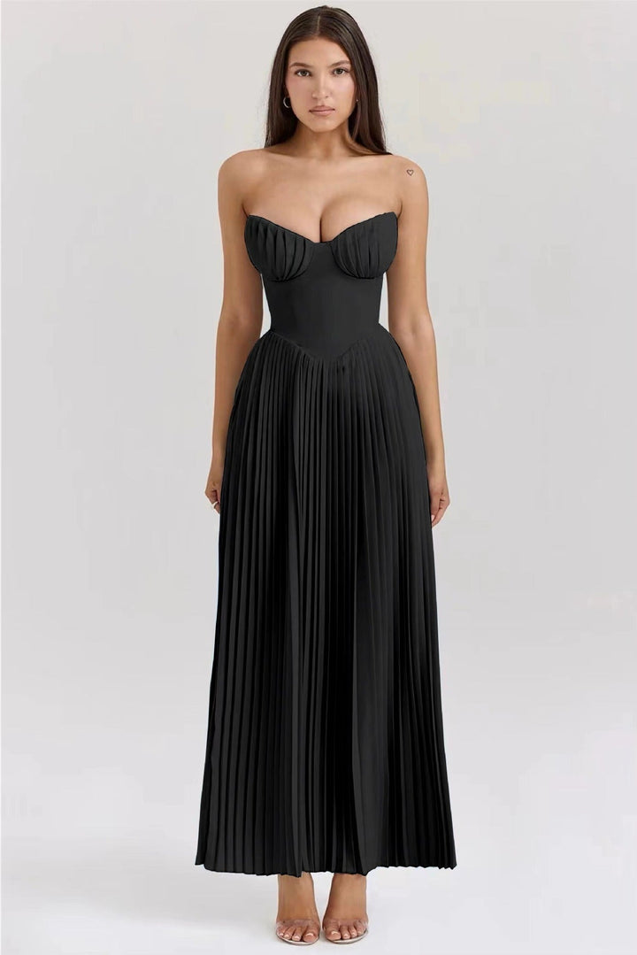Isabelle™ | Trägerloses Plissee-Maxikleid mit Bustier