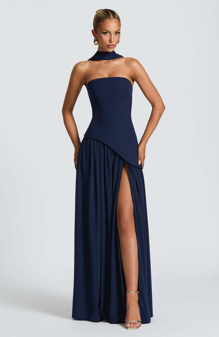 Sofia™ | Trägerloses Maxikleid mit Choker-Detail