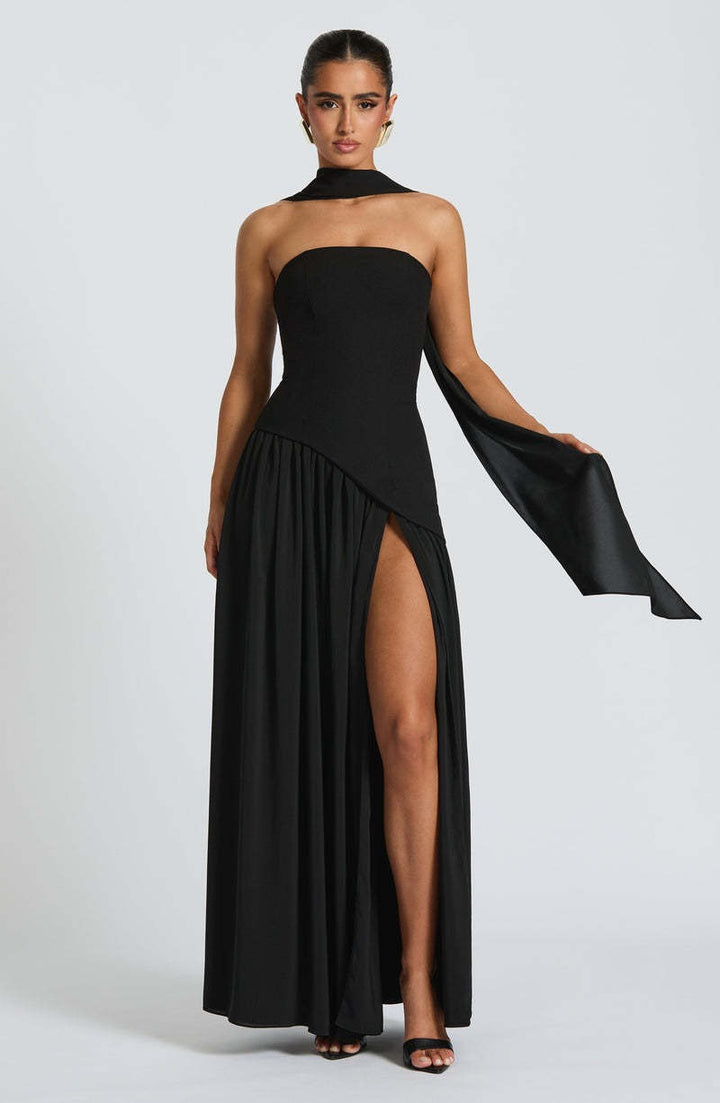 Sofia™ | Trägerloses Maxikleid mit Choker-Detail