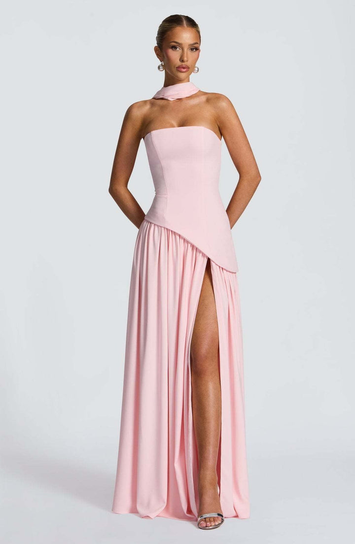 Sofia™ | Trägerloses Maxikleid mit Choker-Detail