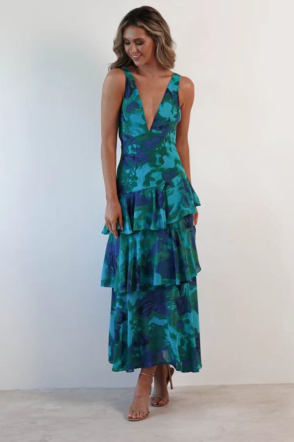 Flora™ | Romantisches Volant-Maxikleid mit Blumenprint